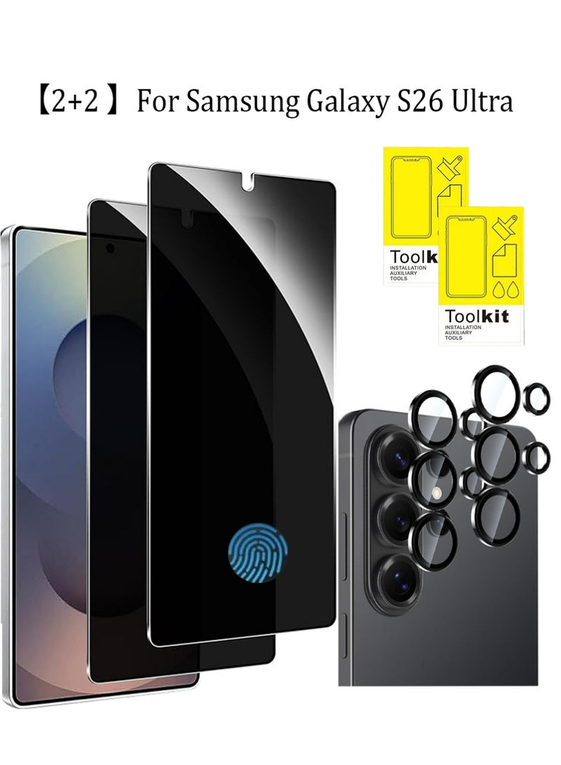 X-level 4 Pack Samsung Galaxy S26 Ultra Privacy Screen Protector, & Camera Lens Protector [Fingerprint Unlocking][9H Hardness][Bubble Free][Anti Scratch] Full Coverage Tempered Screen Protector for Samsung S26 Ultra 6.9 inch - Image 1